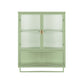 Glass Doors Modern Two-door Wall Cabinet with Featuring Two-tier Enclosed Storage Green