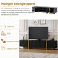 Luxury Fluted TV Stand for TVs Up to 80'', Modern Entertainment Center with Storage Cabinets & Drawers Black