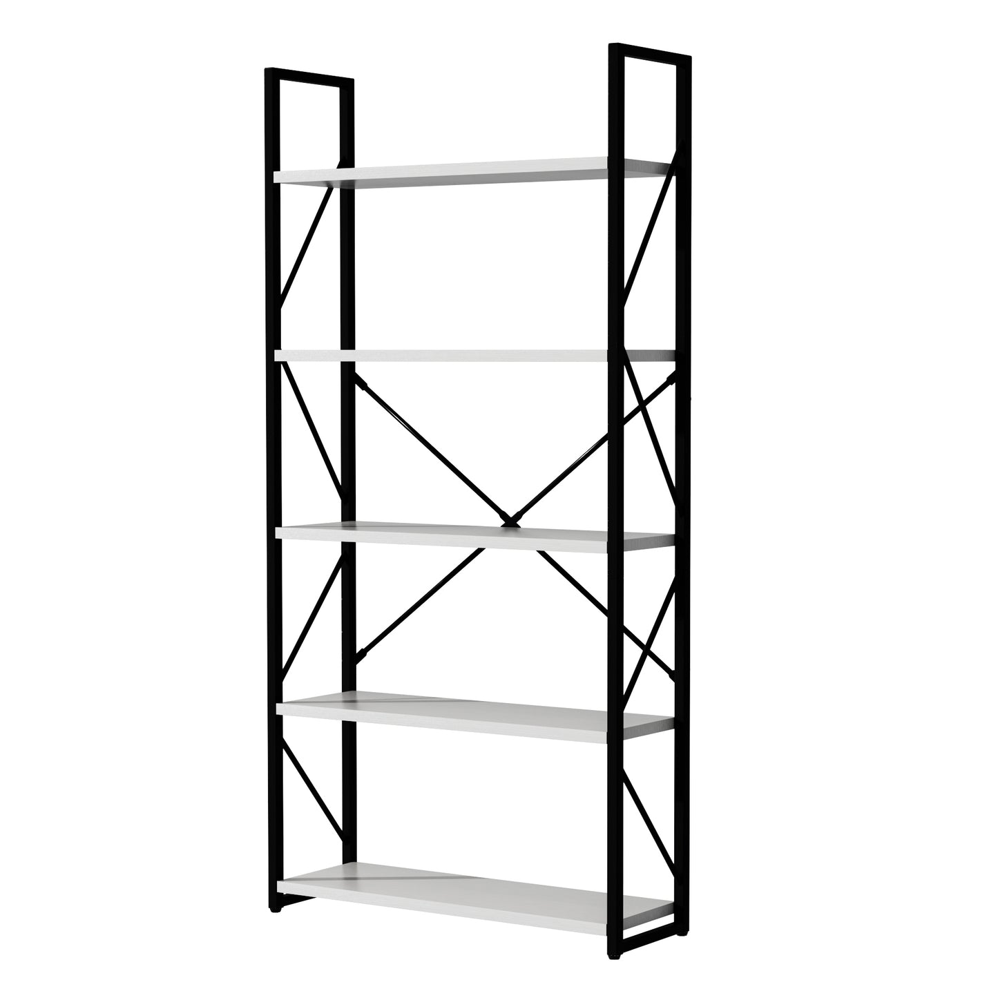 5-Tier Bookshelf, Freestanding White Book Shelf Modern Minimalist Open Display Storage Book Shelves Standing Shelving Unit White