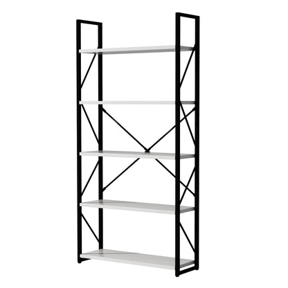 5-Tier Bookshelf, Freestanding White Book Shelf Modern Minimalist Open Display Storage Book Shelves Standing Shelving Unit White