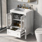 Bathroom Vanity with Sink, Bathroom Vanity Cabinet with One Drawer and Doors, Adjustable Shelf, Solid Wood and MDF, White