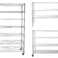 7 Tier Wire Shelving Unit 2450 LBS NSF Height Adjustable Metal Garage Storage Shelves with Wheels Chrome