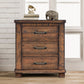 Rustic Three-Drawer Reclaimed Solid Wood Nightstand, Farmhouse Style for Bedrooms