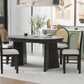 TREXM 5-Piece Retro Dining Set, Expandable Table and 4 Cushioned Chairs with Rattan Backrests, Espresso Finish