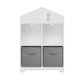 Kids Dollhouse Bookcase with Storage 2-Tier Storage Display Organizer (White/Gray)