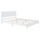 Queen Size Wood Platform Bed Frame, Retro Style Bed with Rectangular Headboard,No Need Box Spring,White