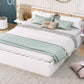 Queen Size Platform Bed with Headboard, Drawers, Shelves, USB Ports and Sockets  White