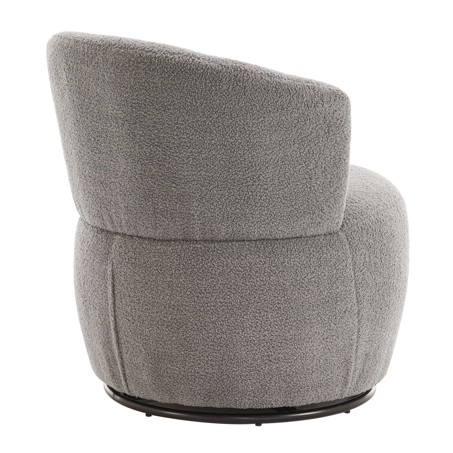 Grey Plush Swivel Accent Chair with 360° Rotation and Metal Base, Contemporary Design for Living Rooms