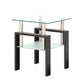 1-Piece Modern Tempered Glass Tea Table, Square Design for Living Rooms, Transparent/Black Finish