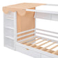 Twin size House Bed with Two Drawers and Wardrobe,White