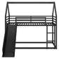 Twin over Twin House Bunk Bed with Ladder and Slide,Black