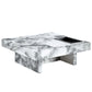 A modern and practical coffee table black and white in imitation marble pattern made of MDF material