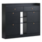 ONTREND modern shoe cabinet with 4 flipped drawers, multifunctional double-layer shoe storage with drawers, black.