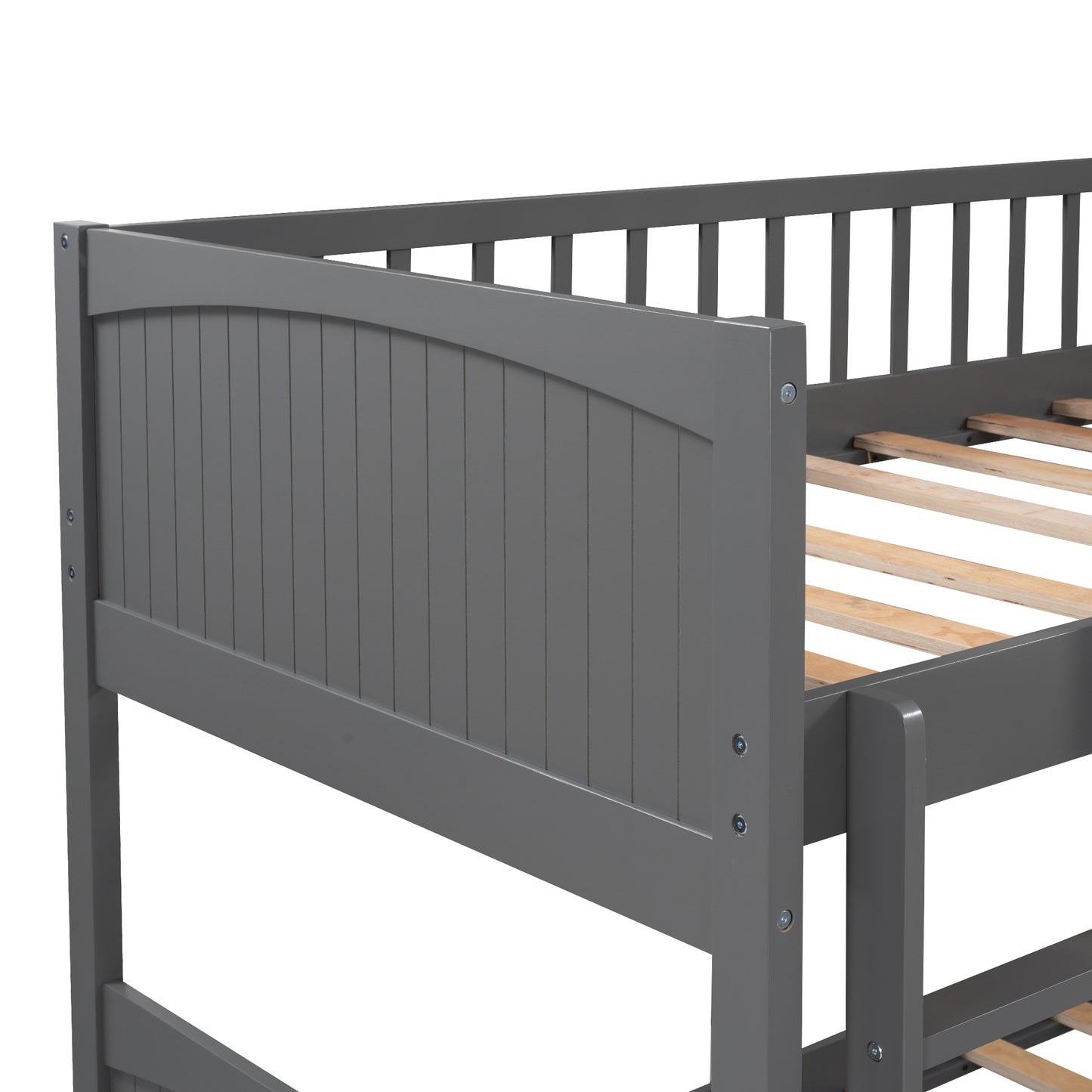 Twin Size Bunk Bed with a Loft Bed attached, with Two Drawers,Gray