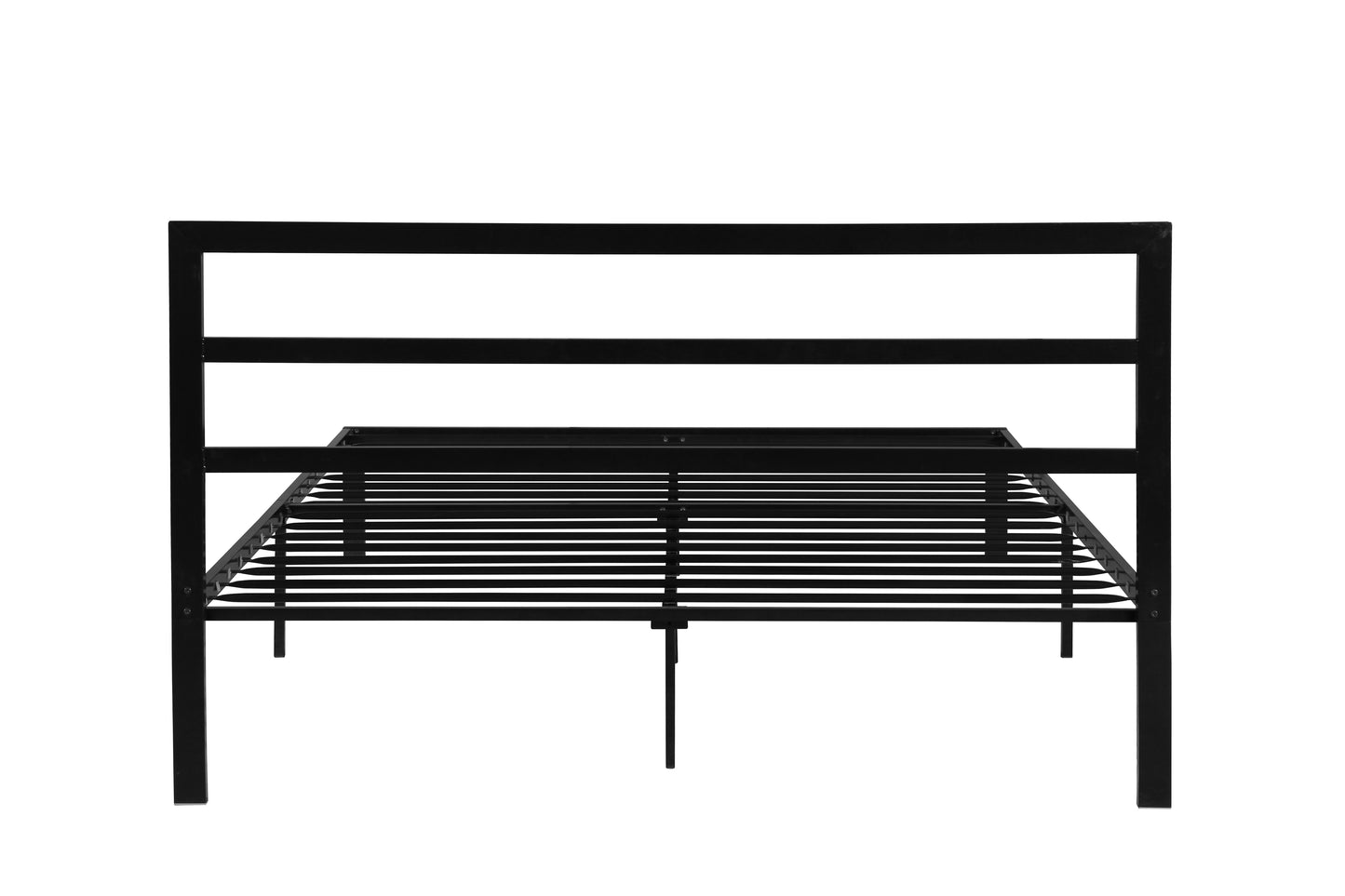 Queen Size Metal Bed Frame with Headboard Black