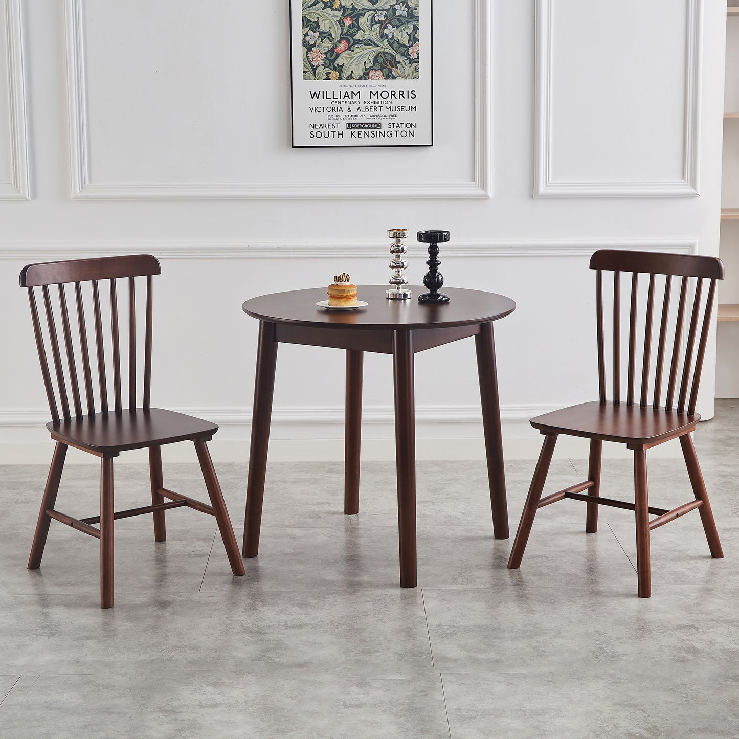 4 dining chairs, walnut wood, rubberwood material, dining chairs, solid wood chairs, solid wood dining table chairs