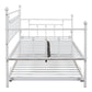 Metal double bed with ear shaft/sturdy/noise reduction/flexible ear shaft/retro style/no need for spring box (LIGHT GREY)