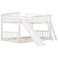 Full over Full Bunk Bed with Convertible Slide and Ladder  White