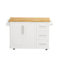 Kitchen Island Cart with 2-Door Cabinet, 3 Drawers, Spice Rack, and Towel Rack, 43.31-Inch Width in White