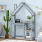 House-shaped Wooden writing Desk,Kids study Table,Bookshelf & Toy Storage,Grey