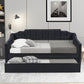 Upholstered Twin Daybed with Trundle, Black Finish for Bedrooms and Guest Rooms