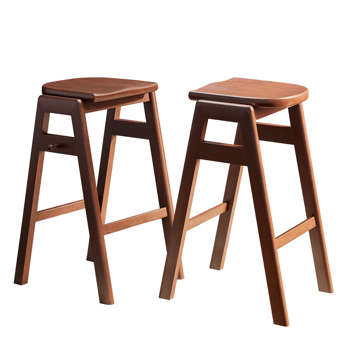 3-Piece Pub Dining Set, Retro Bar Table with Rubber Wood Stackable Backless High Stools for 2