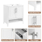 Bathroom Vanity with Sink Multi-functional Bathroom Cabinet with Doors and Drawers Solid Frame and MDF Board, White