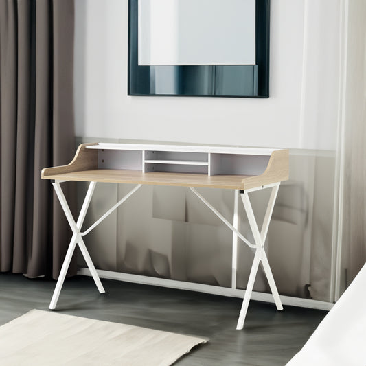 Compact Computer Desk with Wooden Top