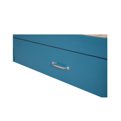 Full Platform Bed with Storage Shelves Blue