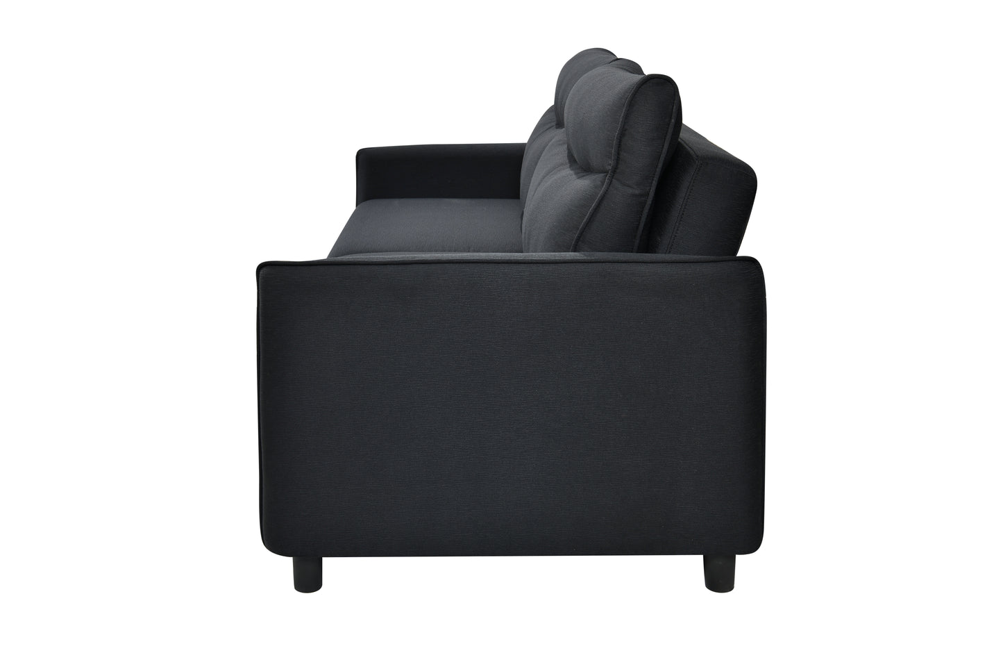 Sofá cama convertible 3 en 1, moderno sofá de dos plazas de tela con cama extraíble, perfecto para espacios pequeños, color negro