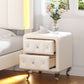 Elegant PU bedside table with 2 drawers and crystal handles, storage with metal legs - white