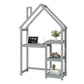 House-shaped Wooden writing Desk,Kids study Table,Bookshelf & Toy Storage,Grey