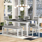 TREXM Classic and Traditional Style 6 - Piece Dining Set, Includes Dining Table  4 Upholstered Chairs & Bench (White+Gray)