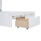 Full Size Platform Bed with Storage Headboard and 2 Drawers, White