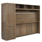 Full Size Murphy Bed with Wardrobe, Drawers, and Open Shelves, Antique Grey Finish for Functional Bedrooms