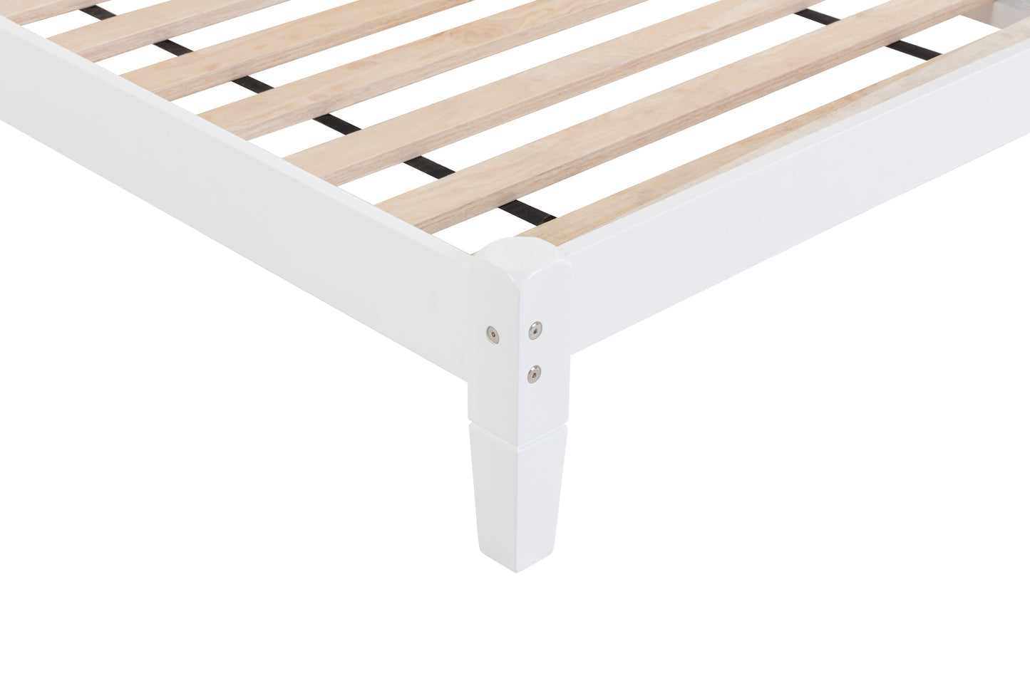 Twin Bed with Button-Decoration Headboard, with Bed Slats,White