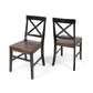 Roshan Farmhouse Acacia Wood Dining Chairs, Black / Walnut (Set of 2)