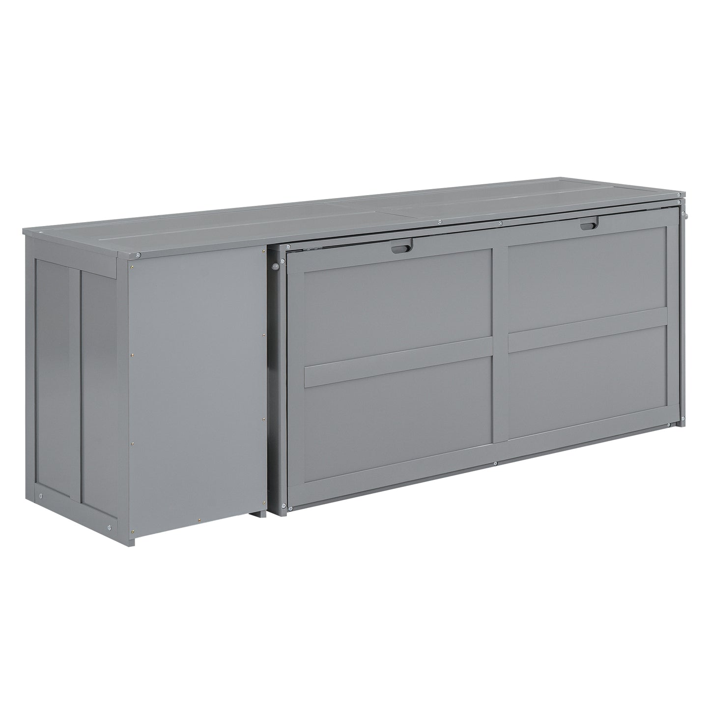 Queen Size Murphy Bed with Rotable Desk  Gray