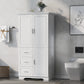 Tall and Wide Storage Cabinet with Doors, Three Drawers for Bathrooms and Offices, White Finish