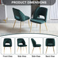 Dark Green Velvet Dining Chairs with Metal Legs and Hollow Back, Set of 4 for Modern Dining Rooms