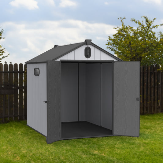 XWT012 6*8ft plastic storage shed for backyard garden big spire Tool storage