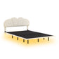 Queen Size Upholstery LED Floating Bed with PU Leather Headboard and Support Legs,Beige