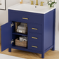 30-Inch Blue Bathroom Vanity with Ceramic Sink and Ample Storage - Ideal Choice for Small Bathrooms