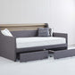 Twin Size Daybed with Storage Drawers, Upholstered Daybed with Charging Station and LED Lights, Gray