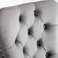 High end tufted solid wood velvet soft cushion dining chair chrome plated leg nail decoration gray and chrome two-piece set