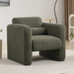 Modern Chair with Sheepskin Sherpa Fabric, Soft Cushion Armchair in Seaweed Green for Living Rooms