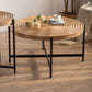 Modern Thread Design Round Coffee Table MDF Table Top with Cross Legs Metal Base