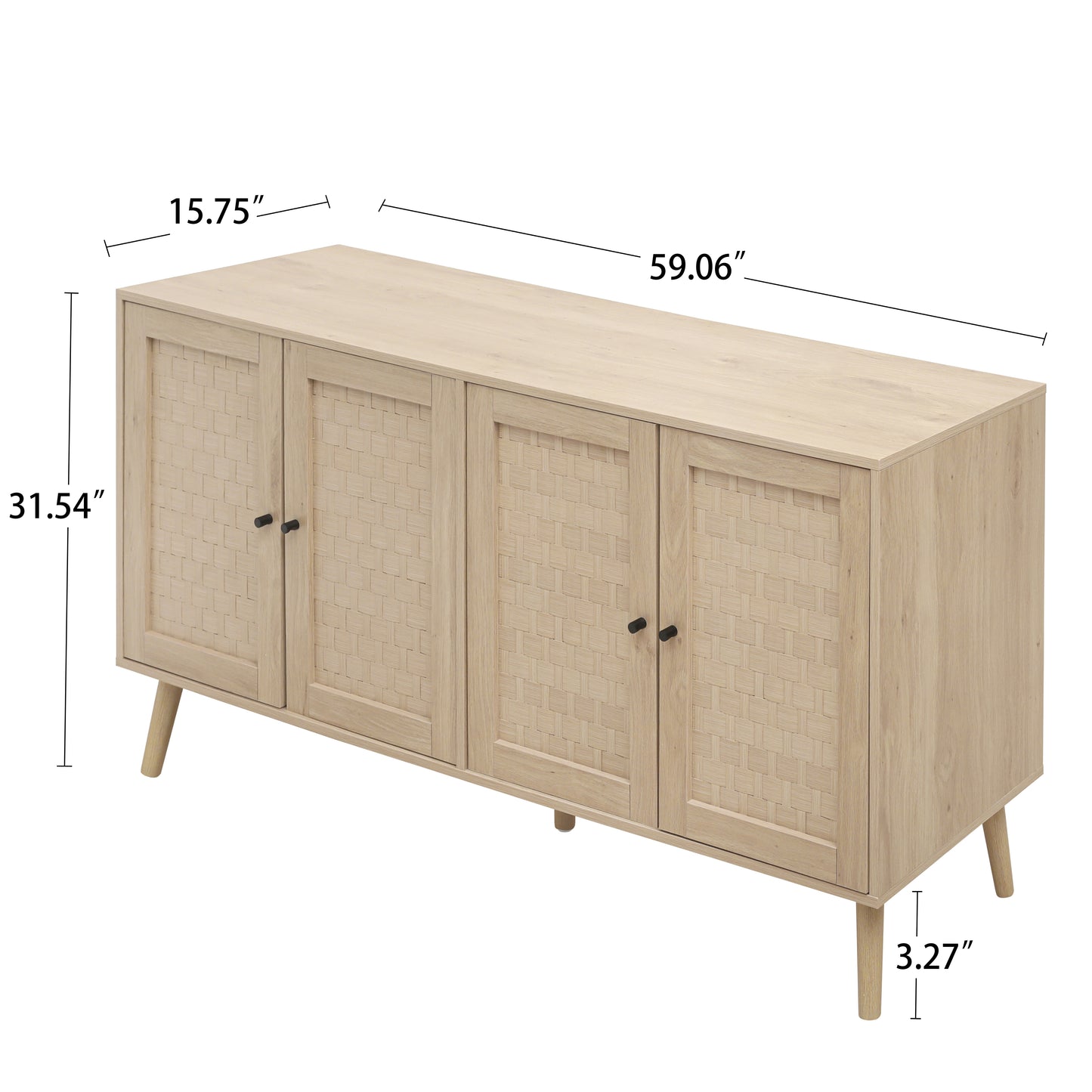 4-Door Accent Cabinet Sideboard Buffet with Adjustable Shelves, Stylish Storage for Entryways and Living Rooms