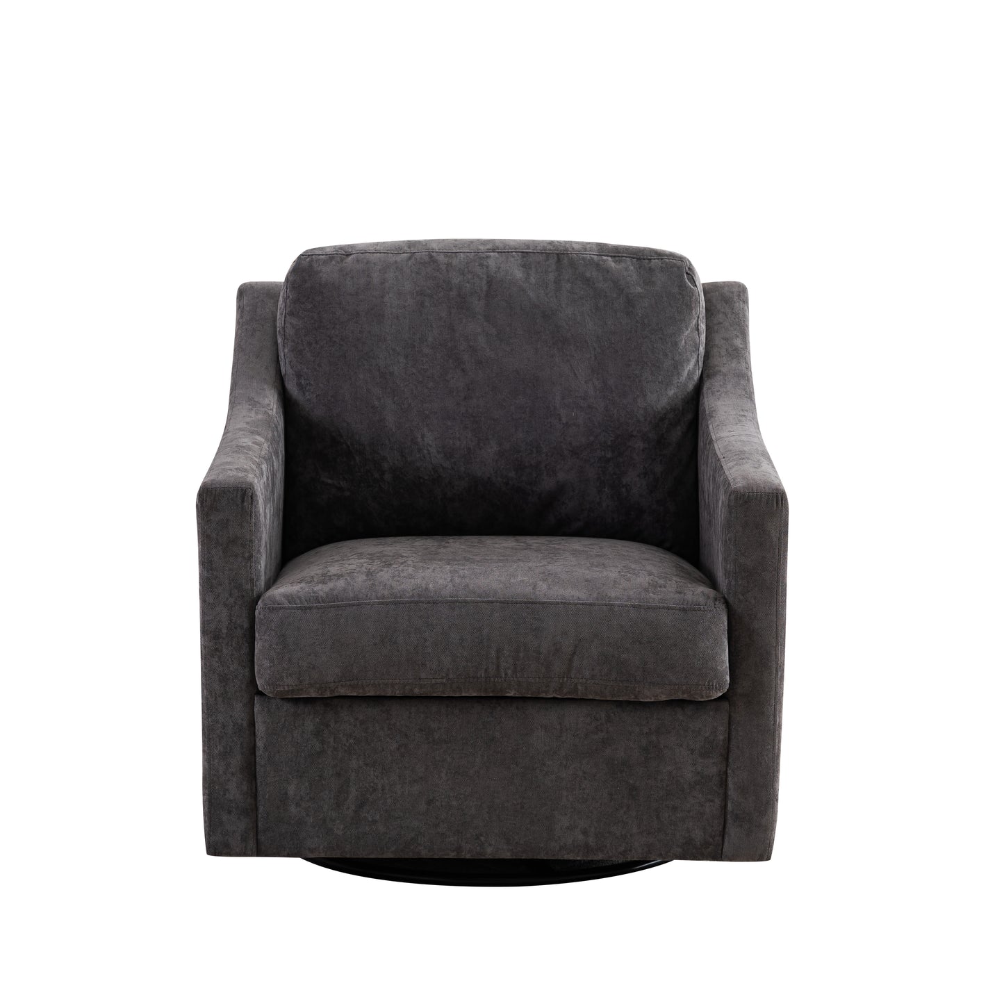 Large Swivel Chair with Soft Cushions, Modern Design in Skin-Friendly Gradient Linen Fabric, Grey Finish