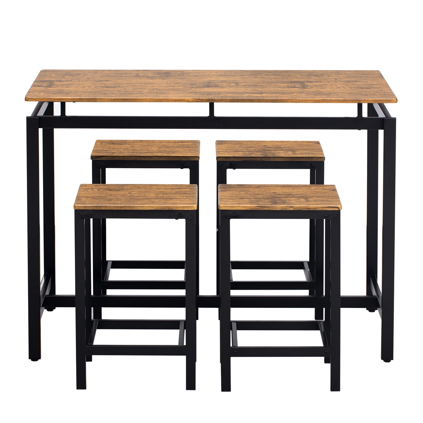 TREXM 5-piece compact bar table with table and stool - modern industrial design brown